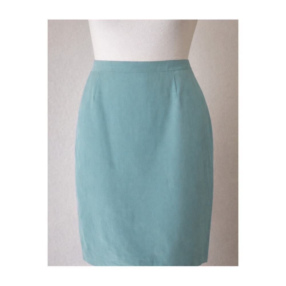 ❤️‍🔥NWT Vintage Rena Rowan Silk Pencil Skirt Teal Size 10